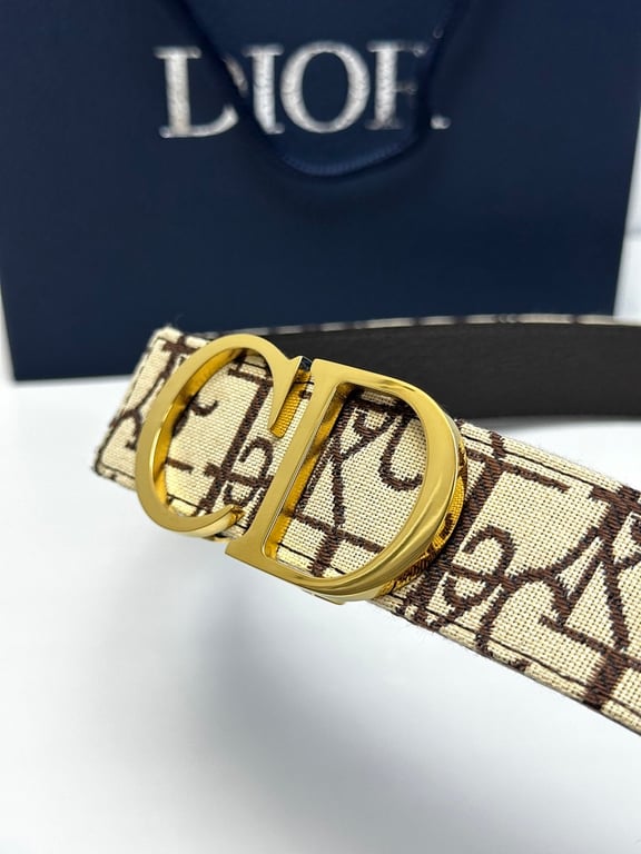 Dior Oblique Belt with Gold CD Buckle - 2