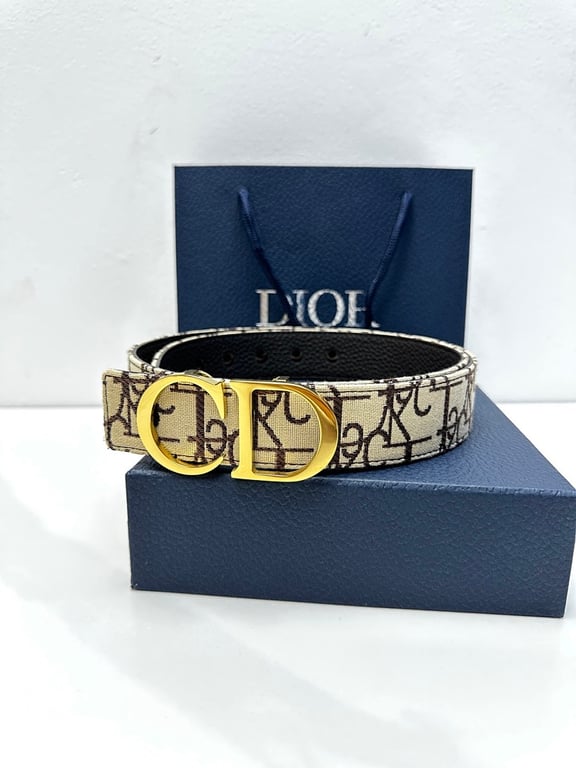 Dior Oblique Belt with Gold CD Buckle - 3