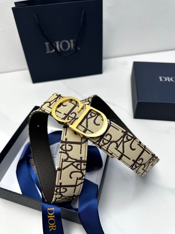 Dior Oblique Belt with Gold CD Buckle - 4