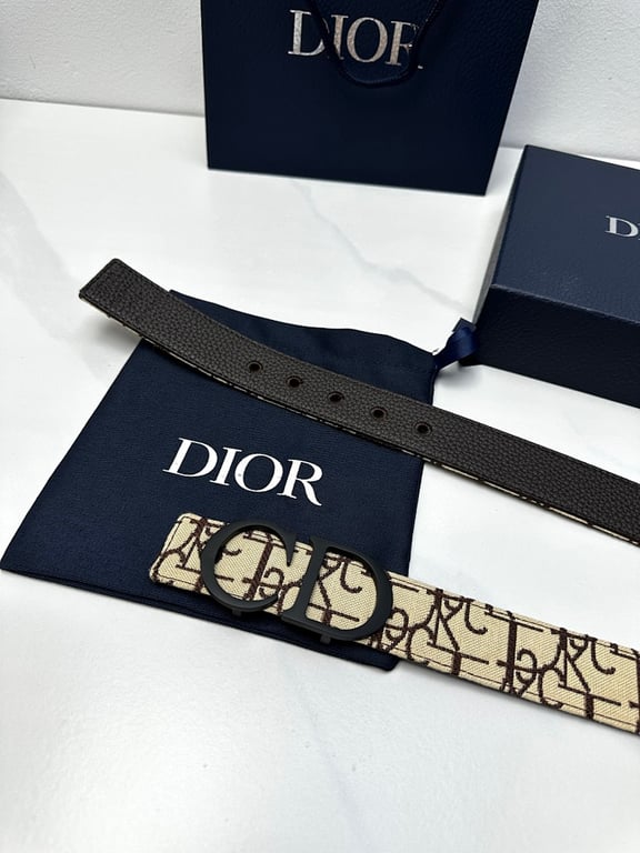 Dior Oblique Belt with Matte CD Buckle Beige/Brown - 6