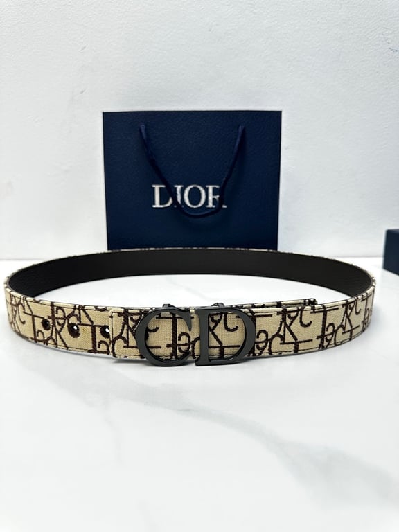 Dior CD Icon Belt Oblique Canvas Beige Brown