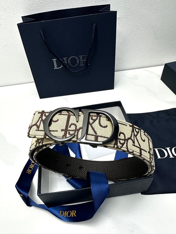 Dior CD Icon Belt Oblique Canvas Beige Brown - 2