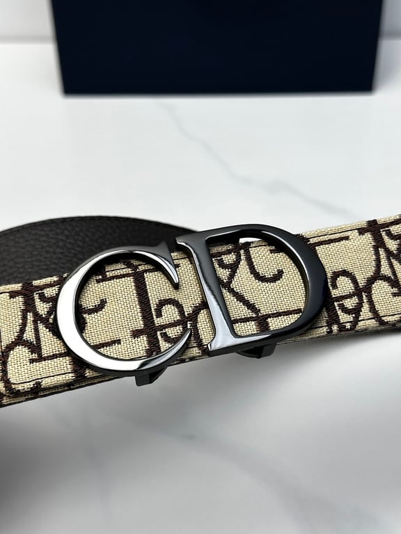 Dior CD Icon Belt Oblique Canvas Beige Brown - 3