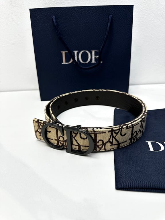 Dior CD Icon Belt Oblique Canvas Beige Brown - 4
