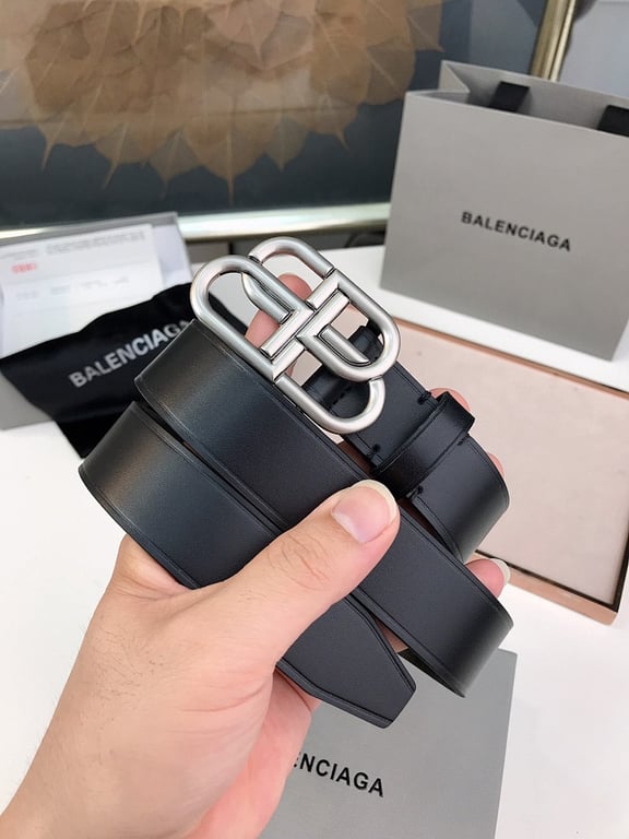 Balenciaga BB Logo Leather Belt Black