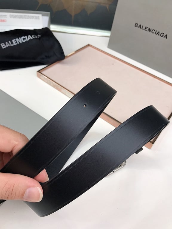 Balenciaga BB Logo Leather Belt Black - 2