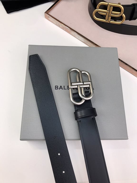 Balenciaga BB Logo Leather Belt Black - 5