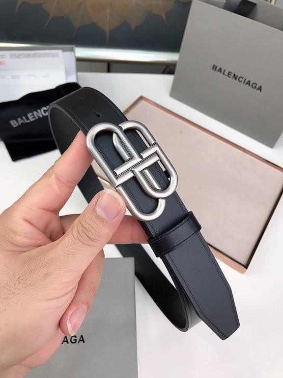 Balenciaga BB Logo Leather Belt Black - 7