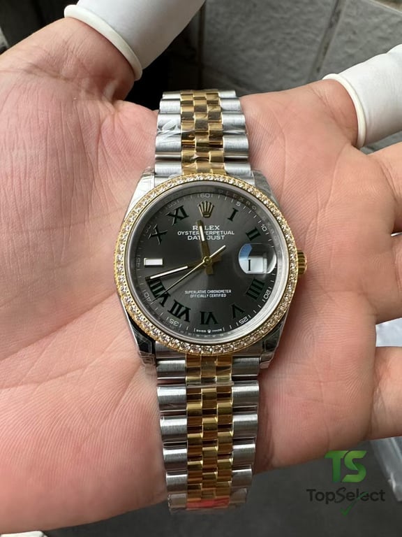 Rolex Datejust 36mm Two-Tone Wimbledon Dial Diamond Bezel - 4