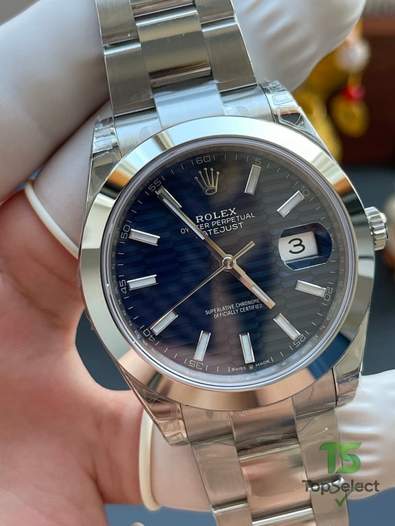 Rolex Datejust Blue Grid Dial Oyster Bracelet - 4