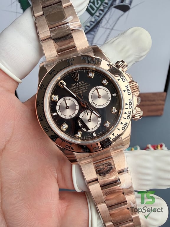 Rolex Cosmograph Daytona Rose Gold Black Diamond Dial - 12