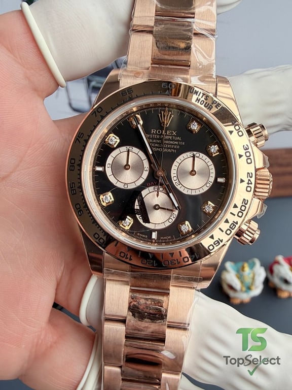Rolex Cosmograph Daytona Rose Gold Black Diamond Dial - 14