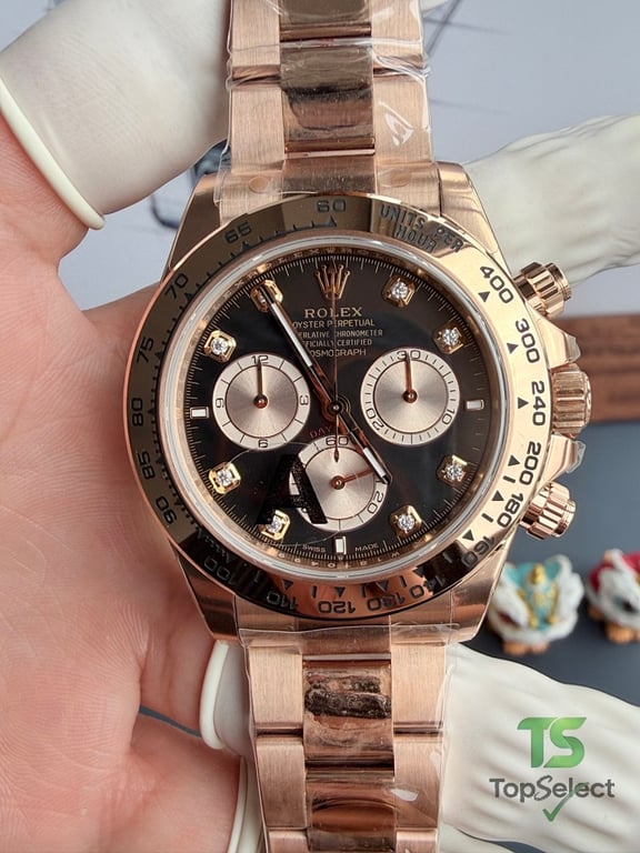 Rolex Cosmograph Daytona Rose Gold Black Diamond Dial - 16