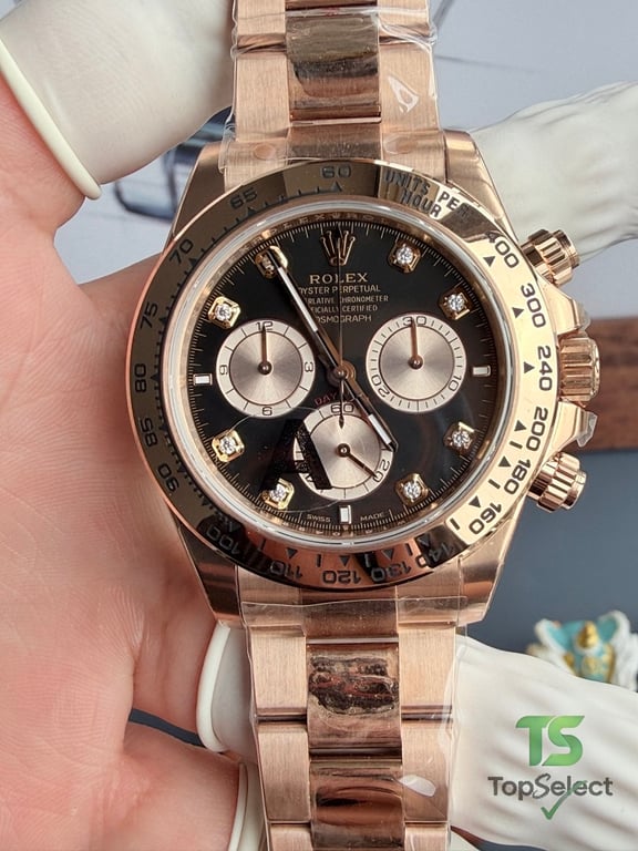 Rolex Cosmograph Daytona Rose Gold Black Diamond Dial - 7