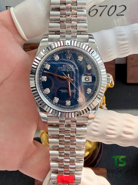Rolex Datejust 41 Blue Dial Diamond Markers - 12