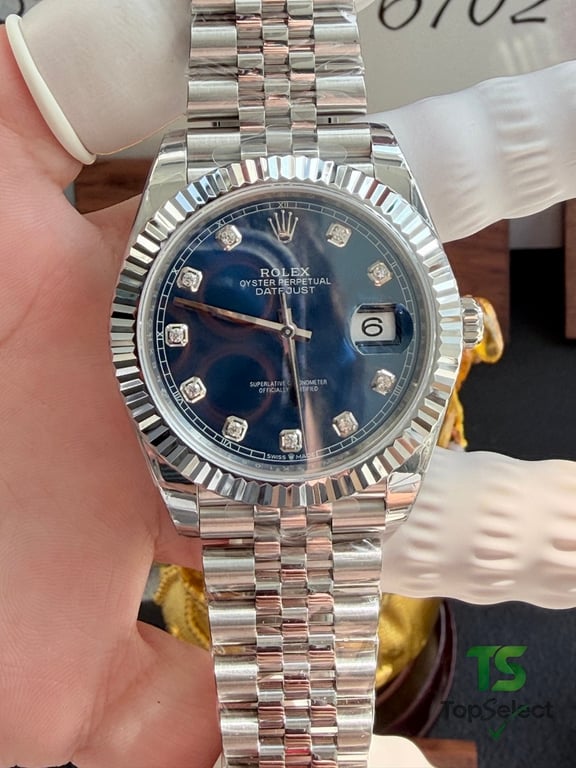 Rolex Datejust 41 Blue Dial Diamond Markers - 9