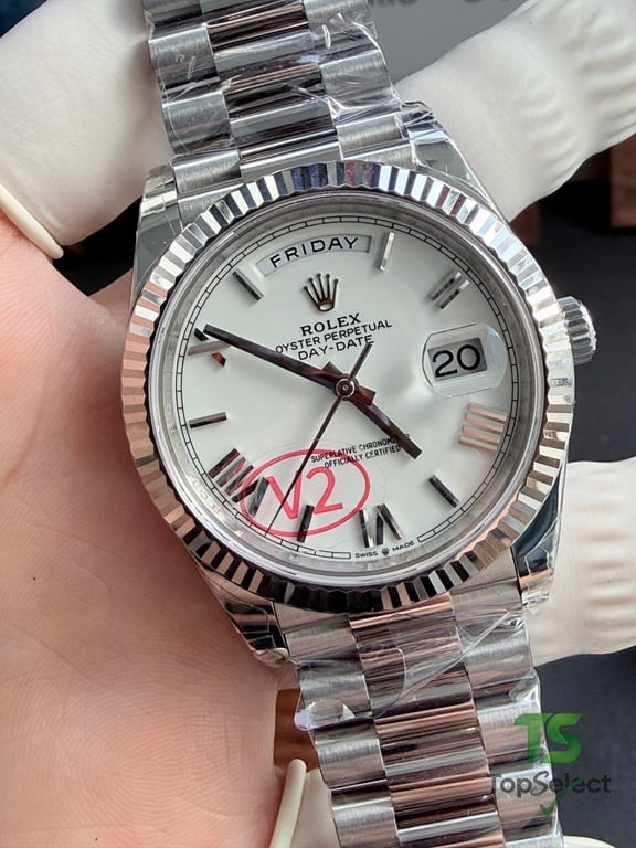 Rolex Day-Date White Dial Roman Numerals - 11