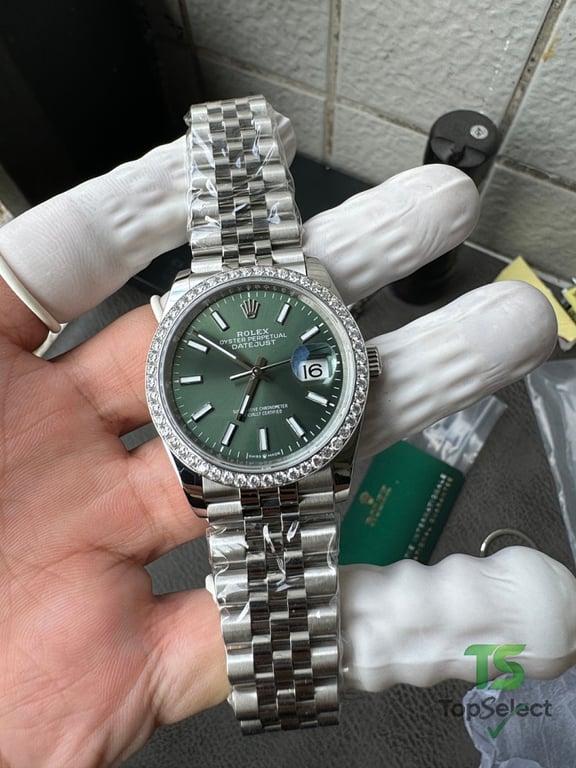 Rolex Datejust Green Dial Diamond Bezel - 2