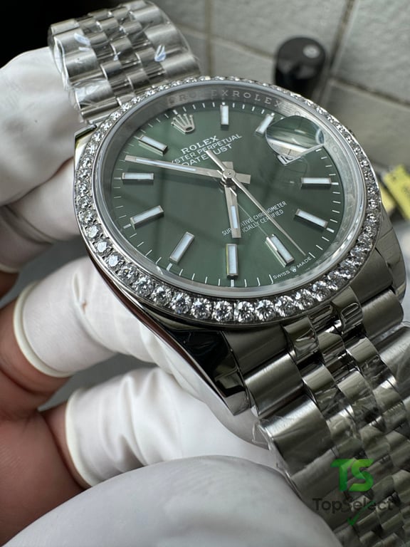 Rolex Datejust Green Dial Diamond Bezel - 12