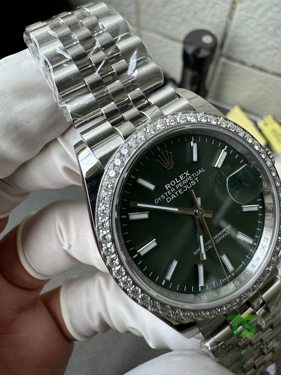 Rolex Datejust Green Dial Diamond Bezel - 6