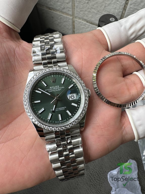 Rolex Datejust Green Dial Diamond Bezel - 10