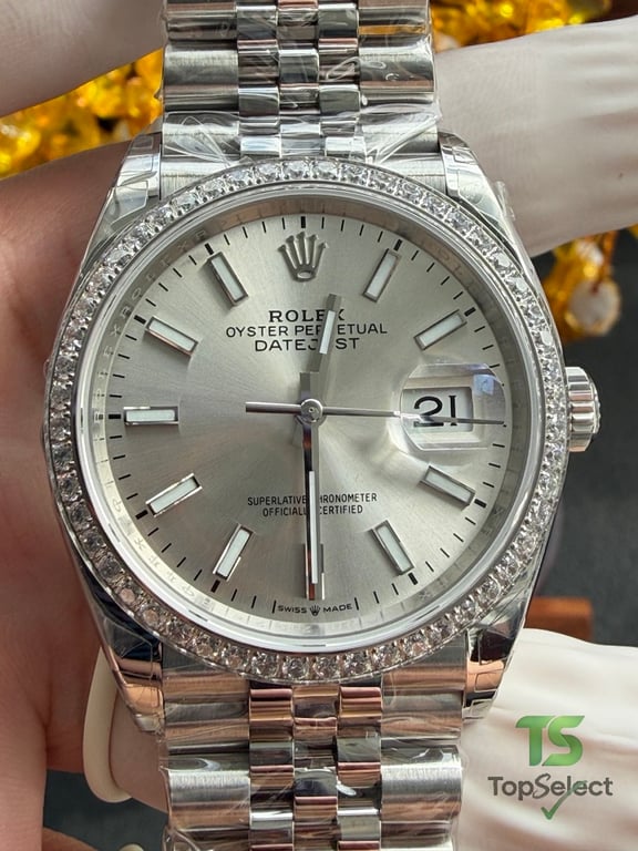 Rolex Datejust 36MM Silver Dial Diamond Bezel - 14