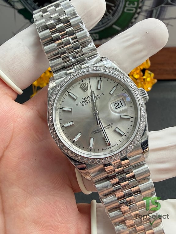 Rolex Datejust 36MM Silver Dial Diamond Bezel - 16