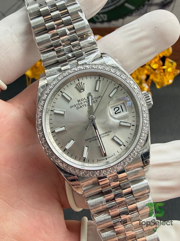Rolex Datejust 36MM Silver Dial Diamond Bezel - 3