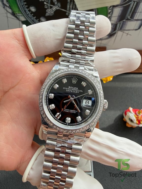 Rolex Datejust 36mm Black Dial Diamond Bezel - 14