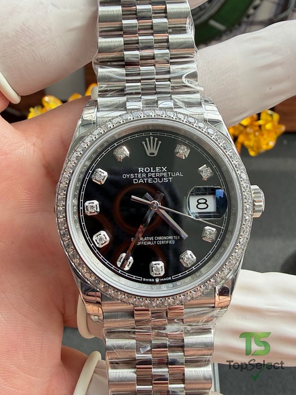 Rolex Datejust 36mm Black Dial Diamond Bezel - 3