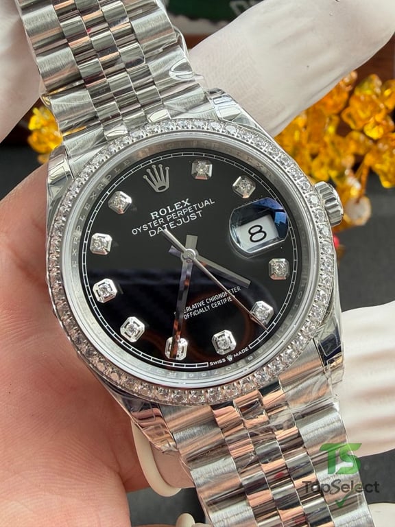 Rolex Datejust 36mm Black Dial Diamond Bezel - 4