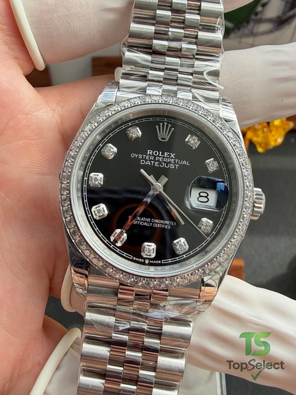 Rolex Datejust 36mm Black Dial Diamond Bezel - 5