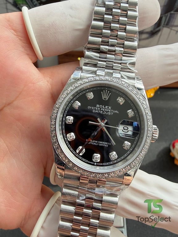 Rolex Datejust 36mm Black Dial Diamond Bezel - 6