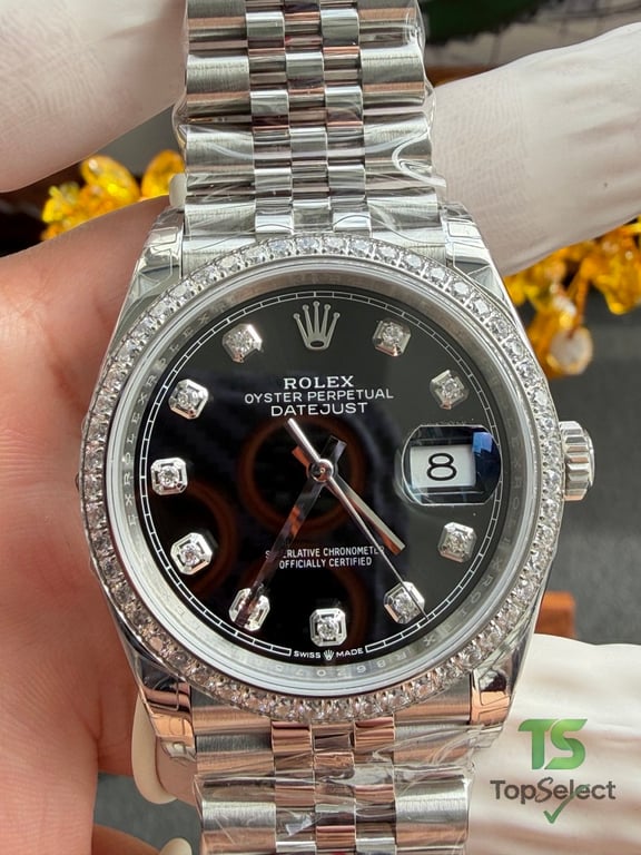 Rolex Datejust 36mm Black Dial Diamond Bezel - 7
