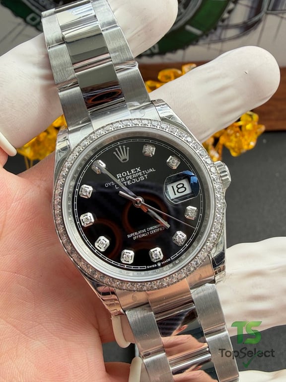 Rolex Datejust 36MM Black Dial Moissanite Bezel - 2