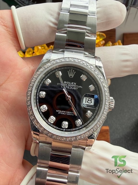 Rolex Datejust 36MM Black Dial Moissanite Bezel - 3
