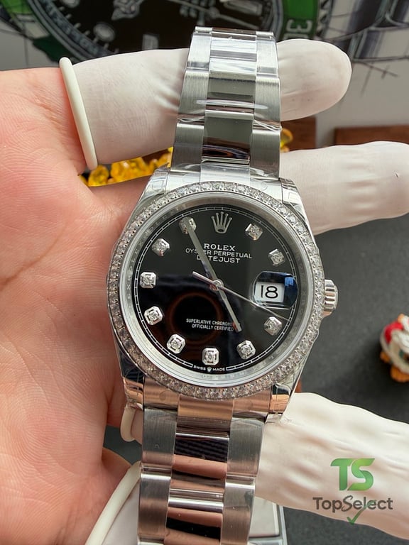 Rolex Datejust 36MM Black Dial Moissanite Bezel - 5