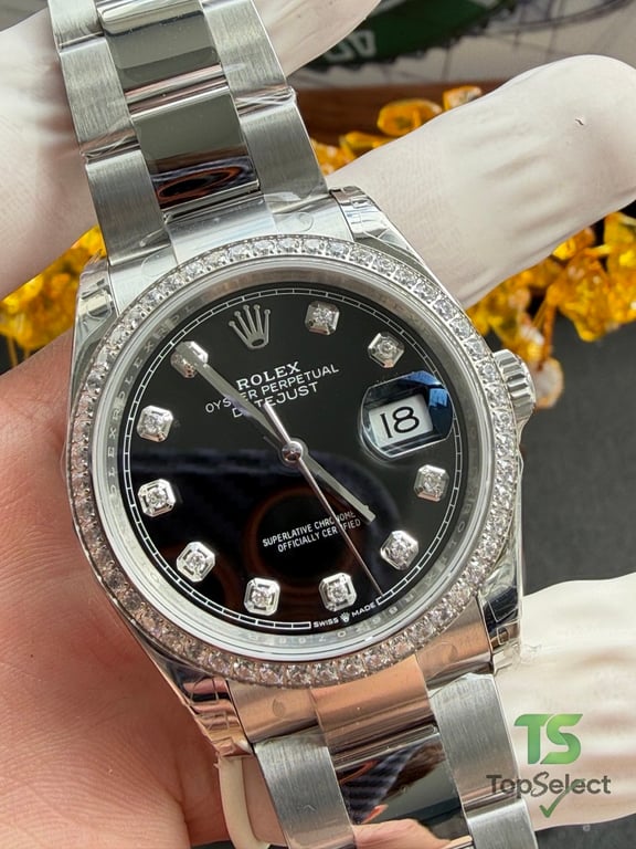 Rolex Datejust 36MM Black Dial Moissanite Bezel - 6