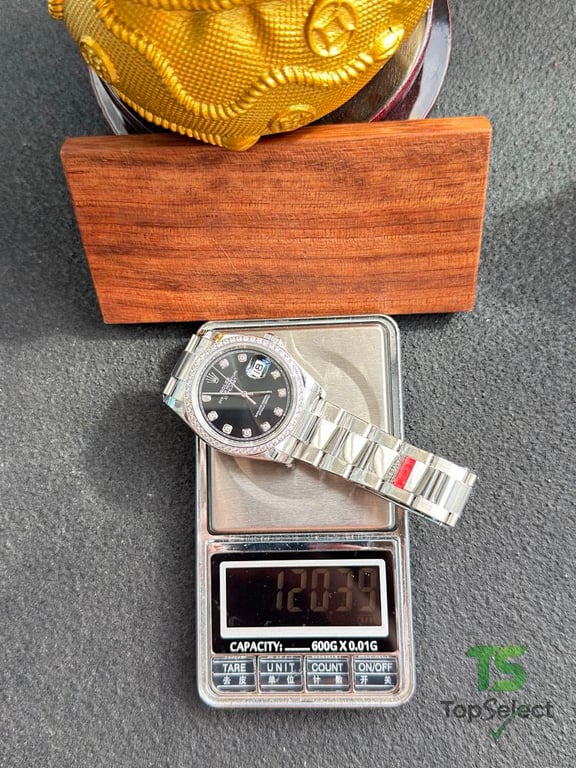 Rolex Datejust 36MM Black Dial Moissanite Bezel - 10