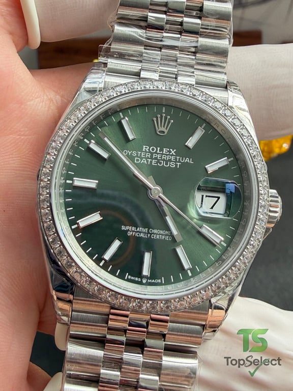 Rolex Datejust 36MM Green Dial Diamond Bezel - 15