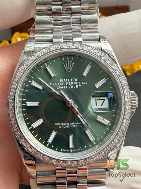 Rolex Datejust 36MM Green Dial Diamond Bezel - 17