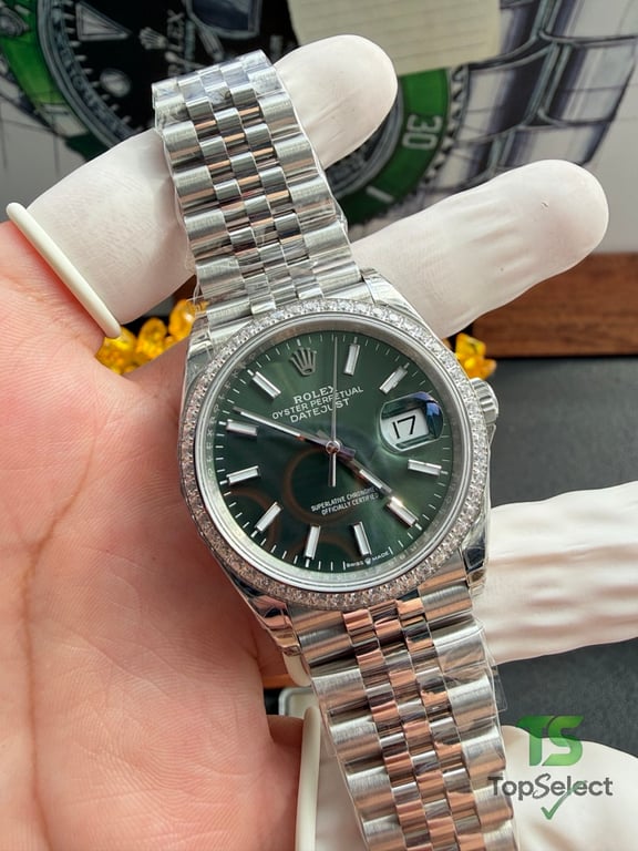 Rolex Datejust 36MM Green Dial Diamond Bezel - 19