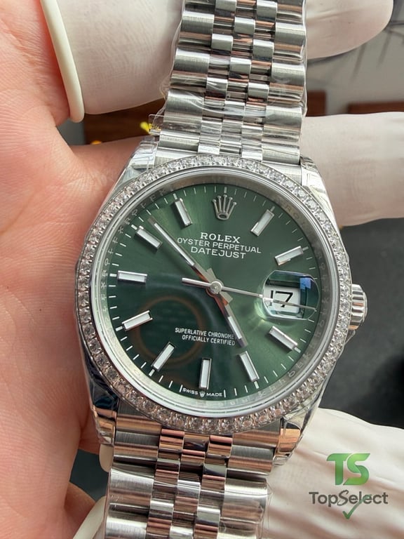 Rolex Datejust 36MM Green Dial Diamond Bezel - 4