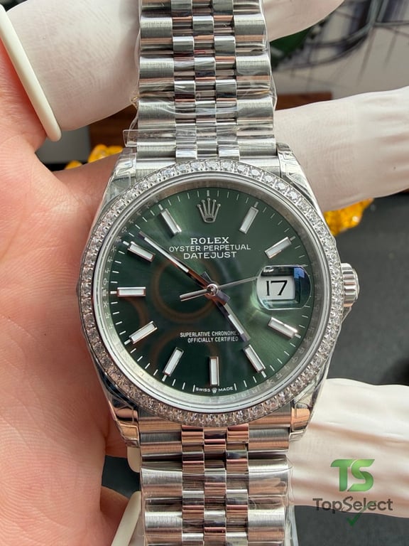 Rolex Datejust 36MM Green Dial Diamond Bezel - 6