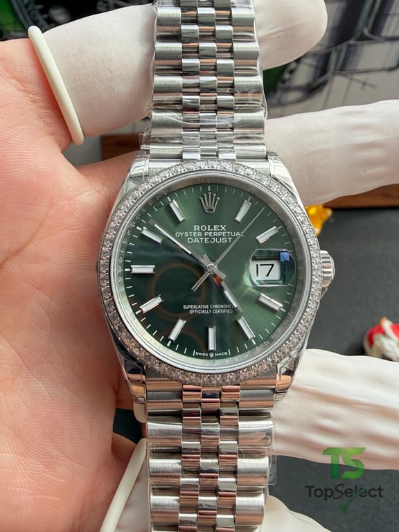 Rolex Datejust 36MM Green Dial Diamond Bezel - 8