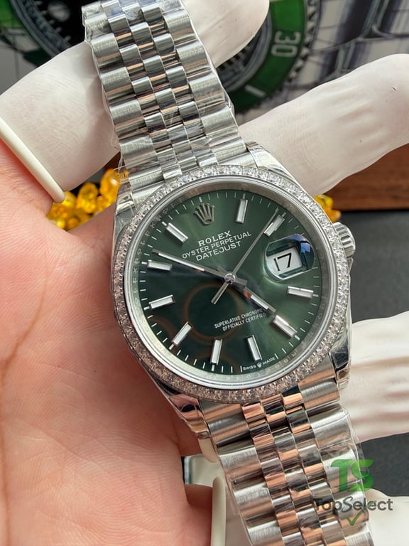 Rolex Datejust 36MM Green Dial Diamond Bezel - 9