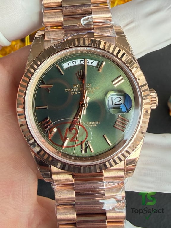 Rolex Day-Date Rose Gold Olive Green Dial - 2