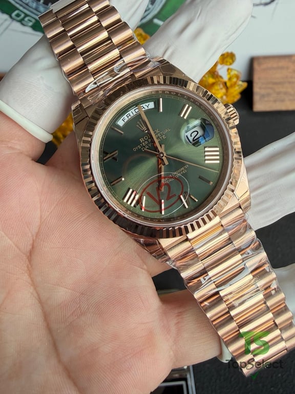 Rolex Day-Date Rose Gold Olive Green Dial - 11