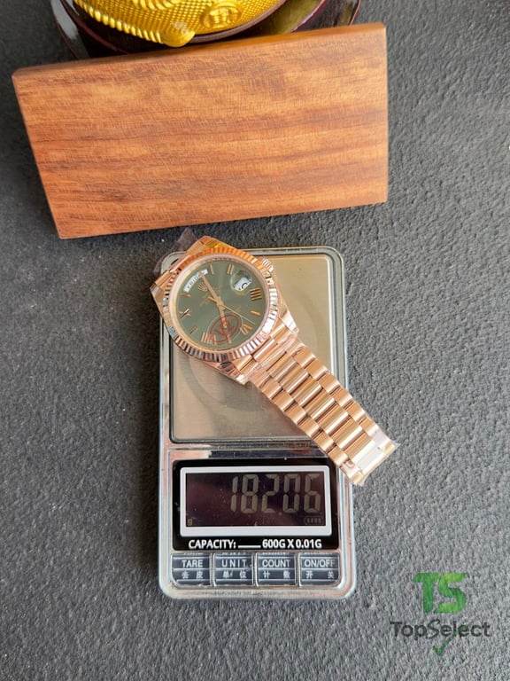 Rolex Day-Date Rose Gold Olive Green Dial - 14