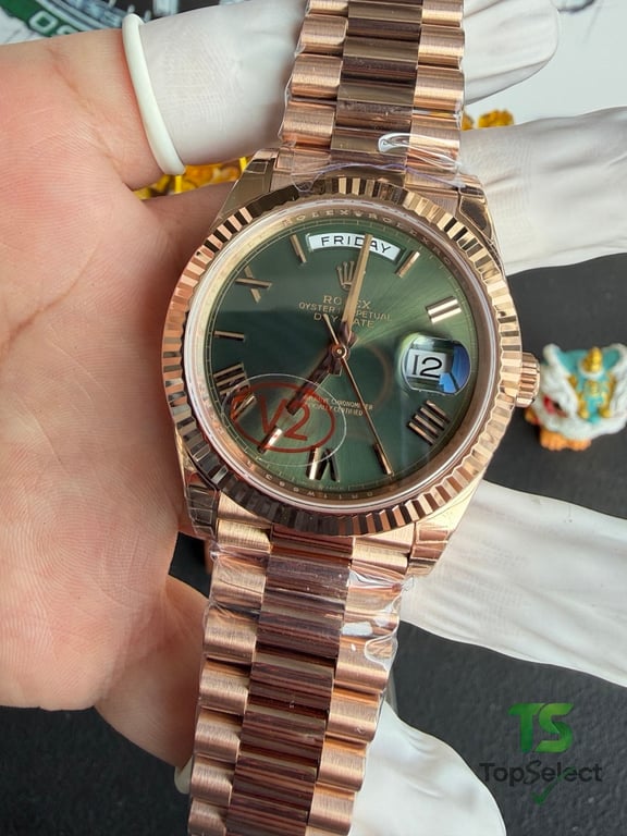 Rolex Day-Date Rose Gold Olive Green Dial - 5